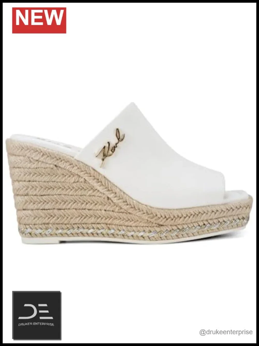 Karl Lagerfeld Women's Clove Wedge Sandal Mule - Canvas Open Toe Slip On
